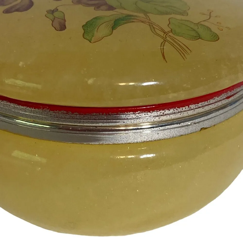Yellow Alabaster Hand Carved Trinket Jewelry Box Hinged Lid Violets 3.25